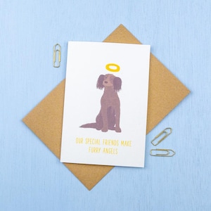 Hund Haustier Sympathie - Brown Spaniel Haustier Verlust - Grußkarte - Furry Angel - wählen Sie Ihren Wortlaut