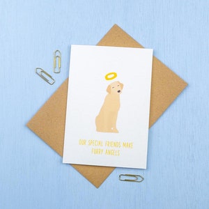 Dog pet sympathy- Golden Labrador pet loss- greetings card- Furry Angel- choose your wording