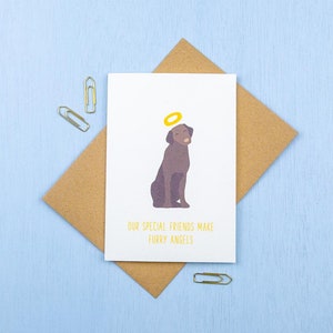 "Hunde Haustier Sympathie - Chocolate Labrador Haustier Verlust - Grußkarte "" Furry Angel "" - wählen Sie Ihren Text."