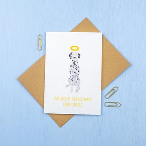 Dog pet sympathy- Dalmatian pet loss- greetings card- Furry Angel- choose your wording