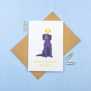 Hund Haustier Sympathie - Black Spaniel Haustier Verlust - Grußkarte - Furry Angel - wählen Sie Ihren Wortlaut
