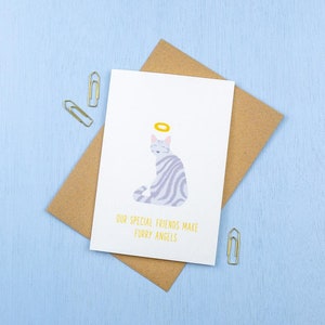 Beileid - Silber getigerte Katze - Glückwunschkarte - Furry Angel - Pet Verlust - Wunschtext wählen