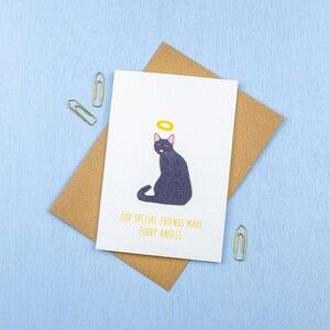 Beileid- schwarze Katze- Grußkarte- Furry Angel- Pet Verlust-Karte-wählen Sie Ihren Wortlaut