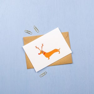 4er Set Santa & Rudolph Dackel Karten - Weihnachtsgrußkarten-Set