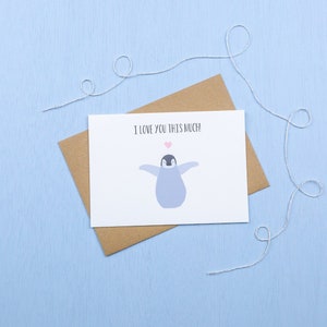 Baby penguin- I love you this much! greetings card