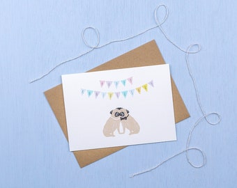 Pug- Anniversary greetings card