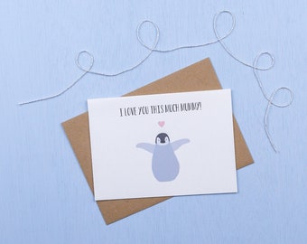 Baby penguin- I love you this much! greetings card