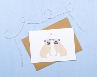 Pug- female wedding card | gay wedding | Lesbian wedding greetings card