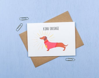 Kind sausage- Dachshund- Thank you card- sausage dog- Kind sausage greetings card