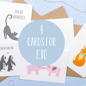 Any 4 cards for 10 pounds! Choose your own set of greetings cards- Pick & mix- Choose any 4 cards