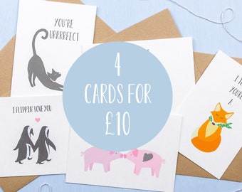 Any 4 cards for 10 pounds! Choose your own set of greetings cards- Pick & mix- Choose any 4 cards