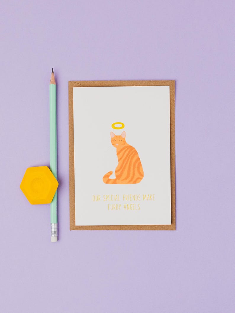 Ginger Tabby Cat Sympathy Card – Pet Loss Furry Angel image 1