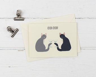 chin chin- cats with gin birthday card