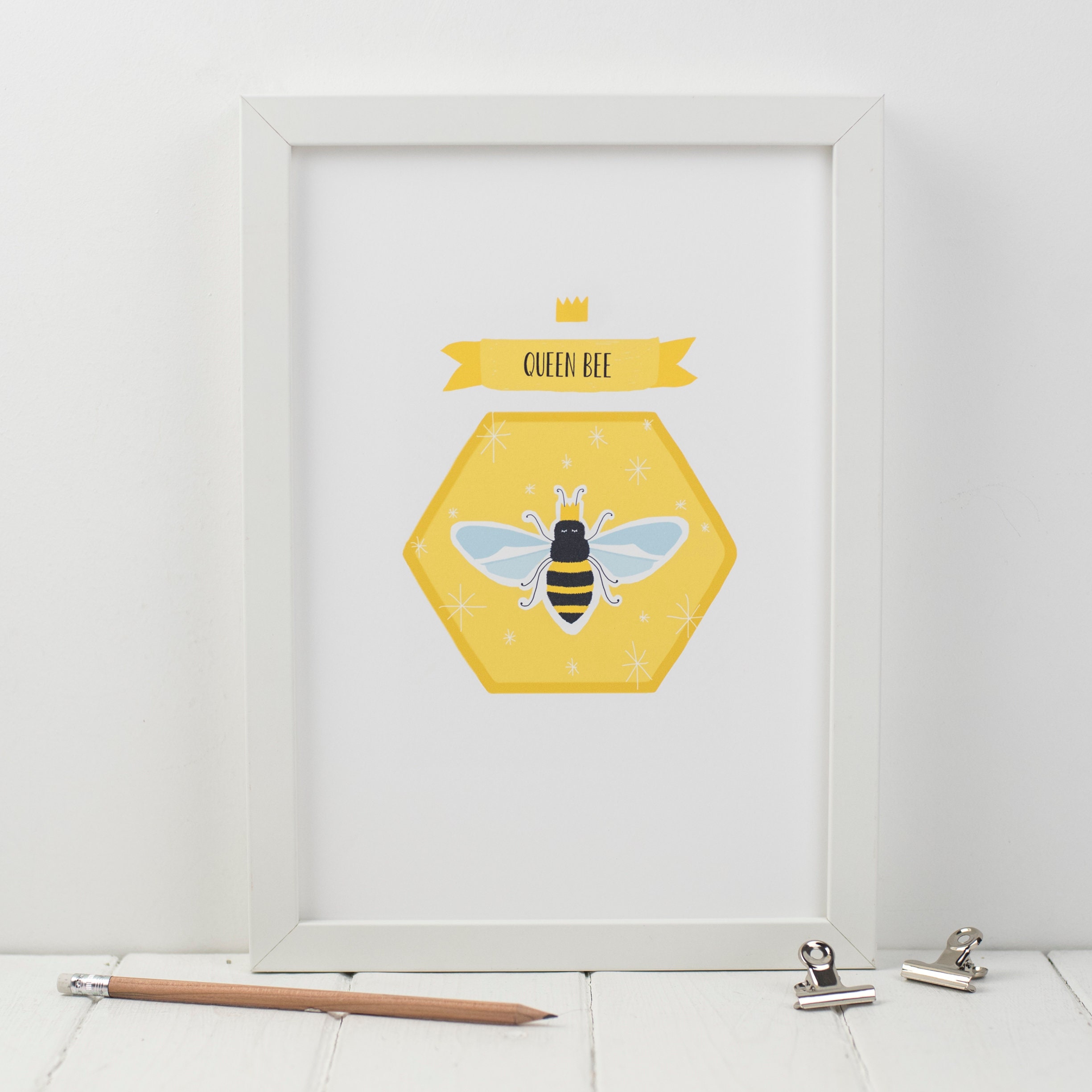 Queen Bee A4 print Bee illustration print | Etsy