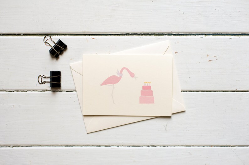 Flamingo Birthday greetings card image 1