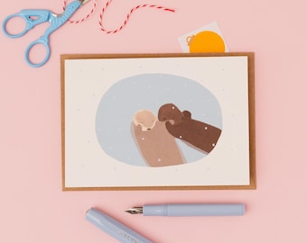 Otters in the snow- Christmas greetings card