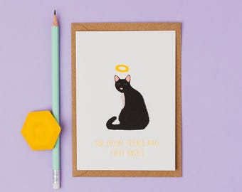 Black Cat Sympathy Card – Pet Loss, Furry Angel