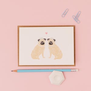 Pug- female wedding card | gay wedding | Lesbian wedding greetings card