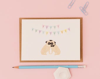 Pug- Anniversary greetings card