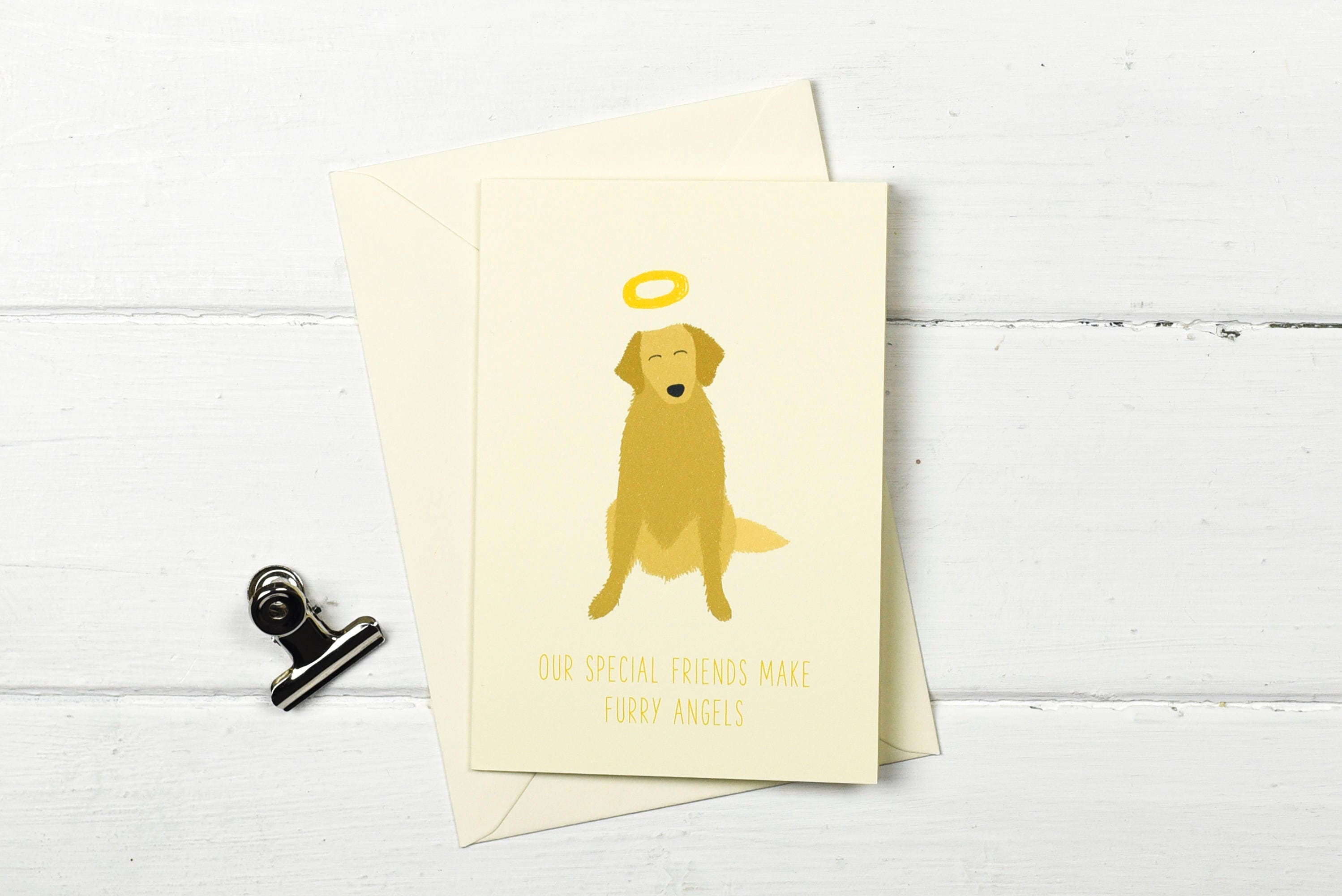 Old English Co. Biglietto Condoglianze Perdita Cane | Golden Retriever | Cartolina Con Impronte E Busta