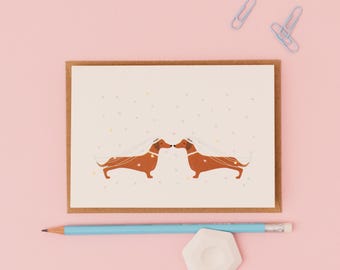Dachshund Wedding Greetings Card – Female Same Sex Wedding
