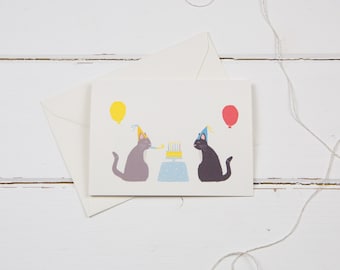 Cat birthday party greetings card