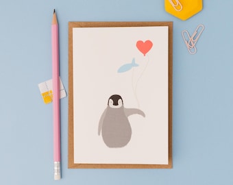 Baby penguin birthday greetings card