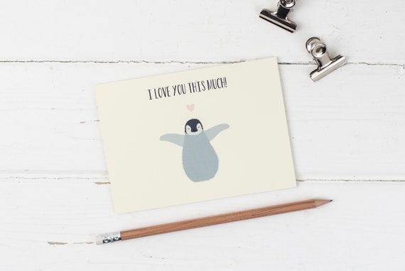 Baby Pinguin Ich Liebe Dich So Sehr Grusskarte Etsy