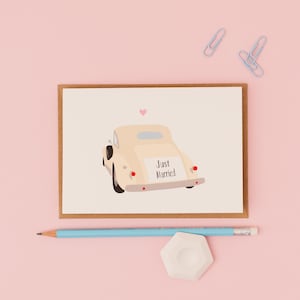 Just married wedding car- Wedding greetings card