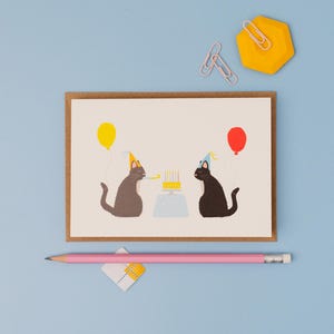 Cat birthday party card