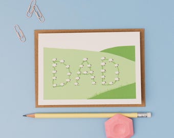 Sheep Dad Father's Day Card – Hillside country theme Greetings card