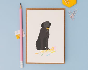 Naughty black Labrador birthday card