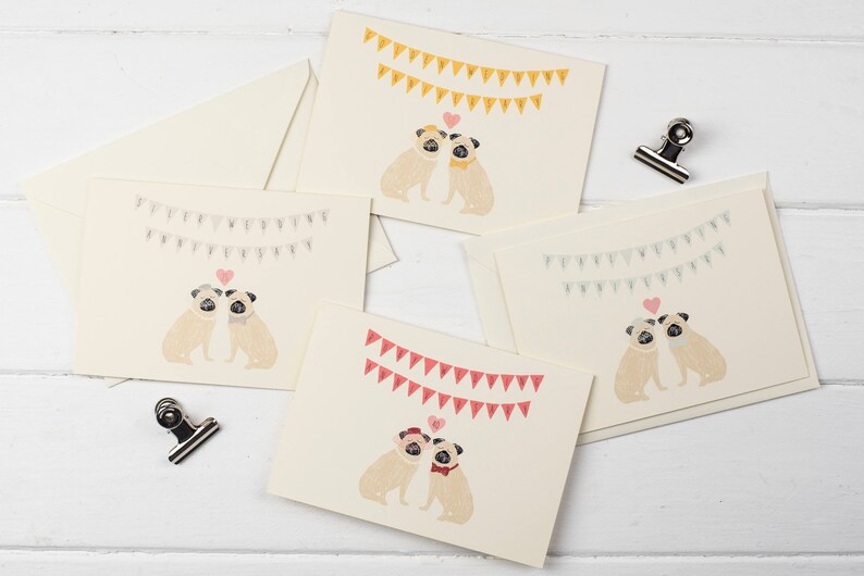 Ruby Wedding Anniversary greetings card Pug 40th wedding anniversary card