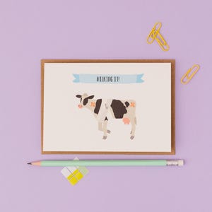 Cow milking it- funny get well soon card- pun get well card