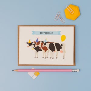 Cow birthday card- Birthday cows- farm birthday- cow birthday greetings card