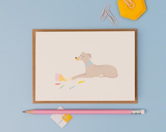 Naughty whippet birthday card