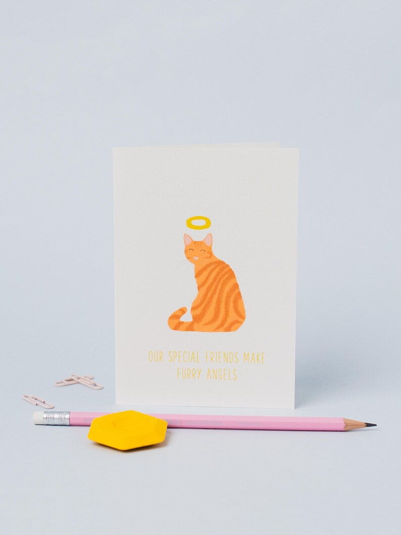 Ginger Tabby Cat Sympathy Card – Pet Loss Furry Angel image 2