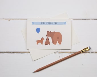 Bear best daddy ever card- bear with cubs- best dad- bear Father’s Day greetings card