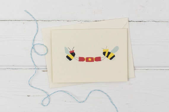 Biglietti Auguri Di Natale Hello Kitty.Api Con Biglietto Di Auguri Di Natale Christmas Cracker Etsy