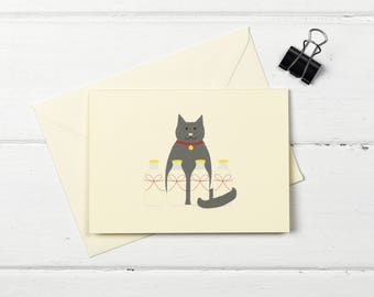 Cat with the cream greetings card