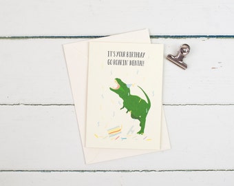 T-rex birthday greetings card