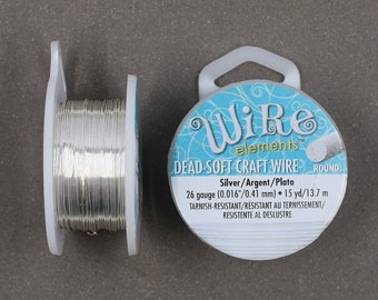 26 gauge Silver Plated Craft Wire >> 15 yards or Bulk 300 feet - 26 GA, Tarnish-Resistant Silver, Beadsmith Wire Elements, Copper Core Wire