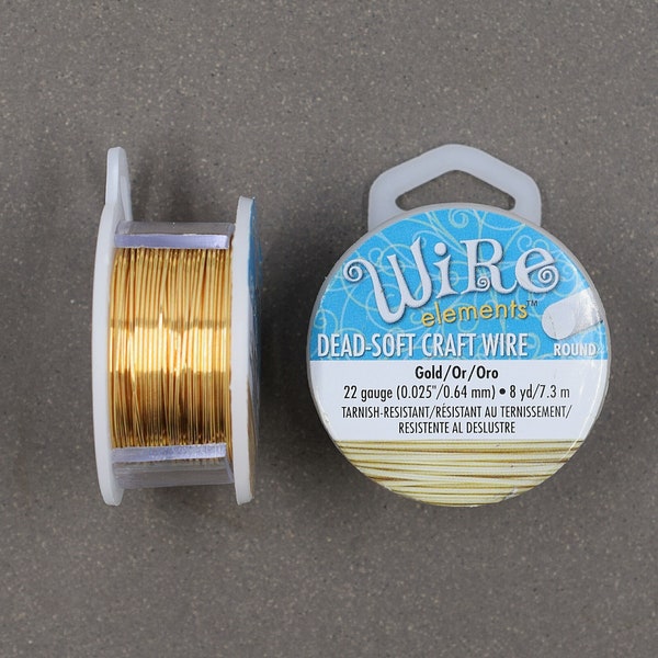 22 gauge Gold Plated Craft Wire >> 8 yards or Bulk 125 feet - 22 GA, Tarnish-Resistant Gold, Beadsmith Wire Elements, Copper Core Wire