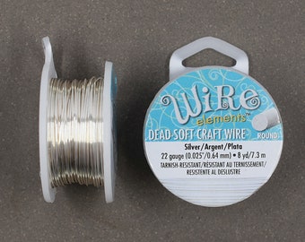 22 gauge Silver Plated Craft Wire >> 8 yards or Bulk 125 feet - 22 GA, Tarnish-Resistant Silver, Beadsmith Wire Elements, Copper Core Wire