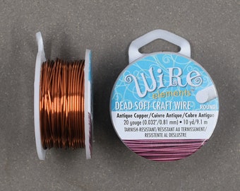 20 gauge Antique Copper Plated Craft Wire >> 10 yards or Bulk 75 ft - 20 GA, Non-Tarnish Ant. Copper, Beadsmith, Copper Core