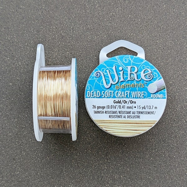 26 gauge Gold Plated Craft Wire >> 15 yards or Bulk 300 feet - 26 GA, Tarnish-Resistant Gold, Beadsmith Wire Elements, Copper Core Wire