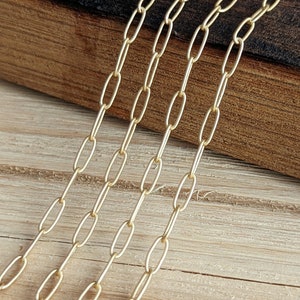 Satin Gold 7.9mm Paperclip Chain - Bulk Chain, 5 feet, 10 feet, 25 feet, or 50 feet - Matte Gold Plated - Soldered Links - Nickel Free