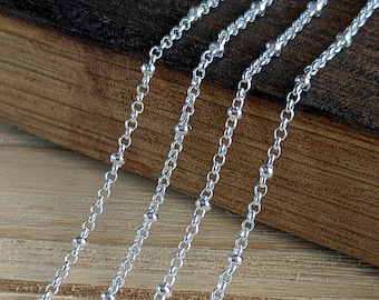 2mm Satellite Chain - Silver - Bulk Chain, 5 feet, 10 ft, 25 ft, or 50 ft - 2mm Rolo w/ 2.5mm Ball - Soldered Links - Nickel Free