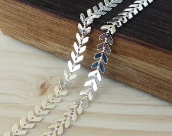 Silver 6.5mm Chevron Chain - 1, 3, 10 or 25 feet - Bulk Chain - Soldered Links - Silver finish - Nickel Free