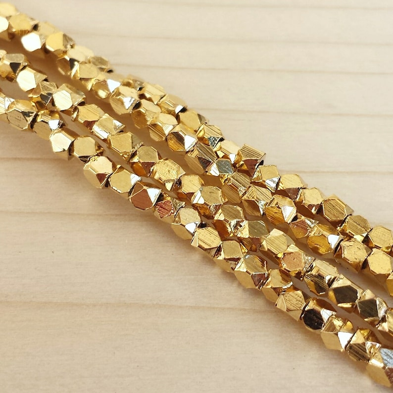 Gold 22.5mm Faceted Metal Beads Cornerless Cubes Shiny Etsy